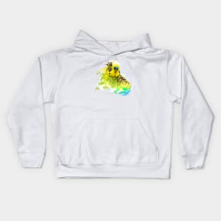 Aquarell Watercolor Splatter Budgie Parakeet Parrot Kids Hoodie